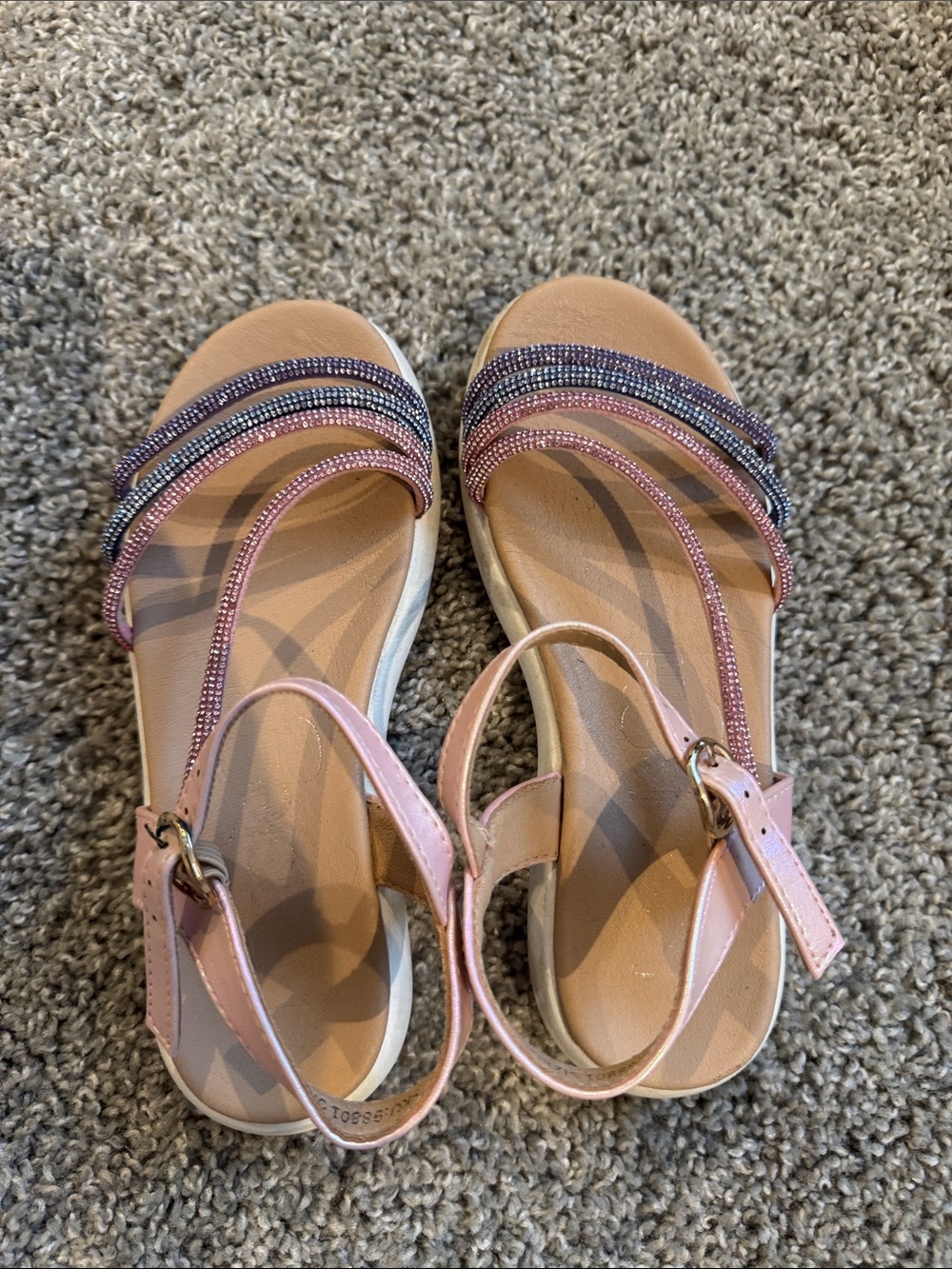 Kensie Girl Pink Beaded Strappy Kids Sandals-worn 1 time to church.